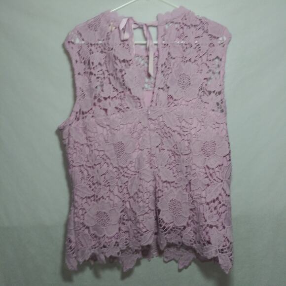 Nanette Lepore Sugar Plum Sleeveless Lace Trim Top Easter Spring Size XL - Picture 8 of 11